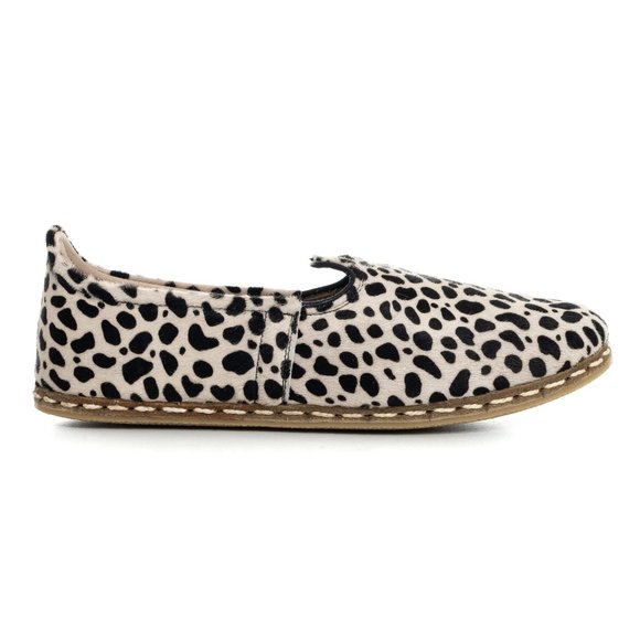 Mens Black Dots Leather Slip Ons